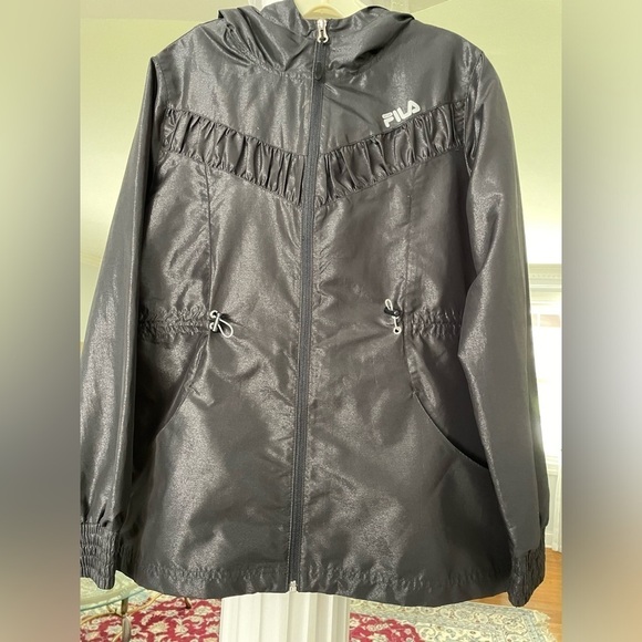 Fila Jacket and coats women’s Designer front zipper pull side black windbreaker - Picture 1 of 7